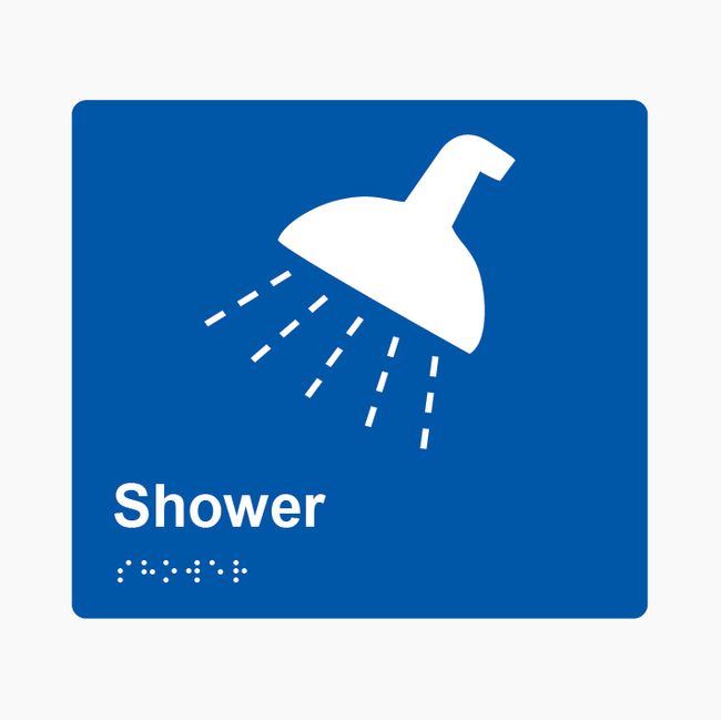 Shower Braille Sign 200x180mm BLU