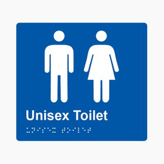 Unisex Toilet Braille Sign 200x180mm BLU