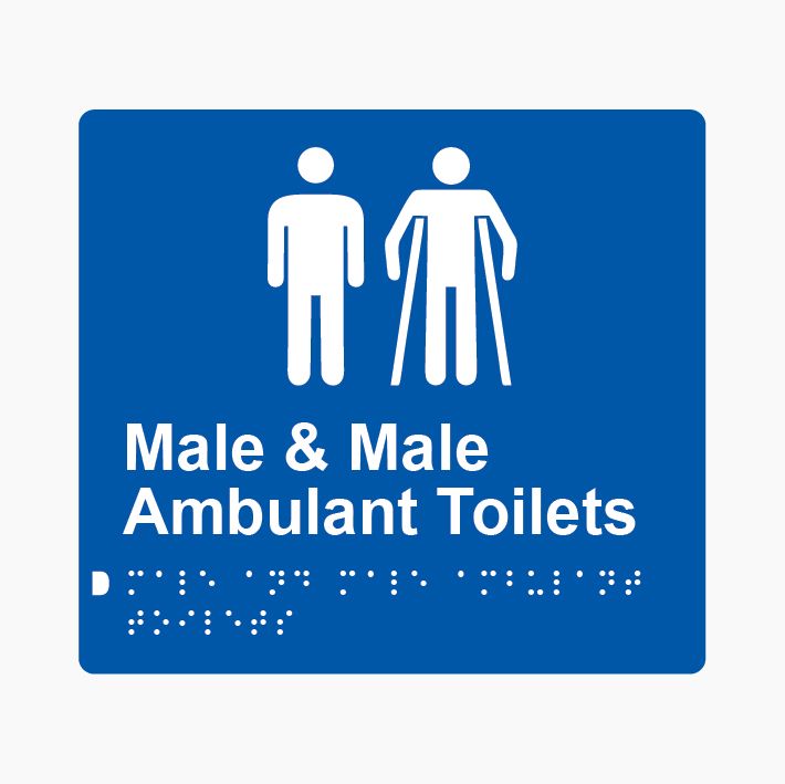 Male & Male Ambulant Toilets Braille Sign 200x180mm BLU