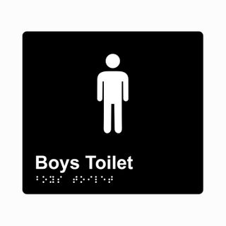 Boys Toilet Braille Sign 200x180mm BLK #