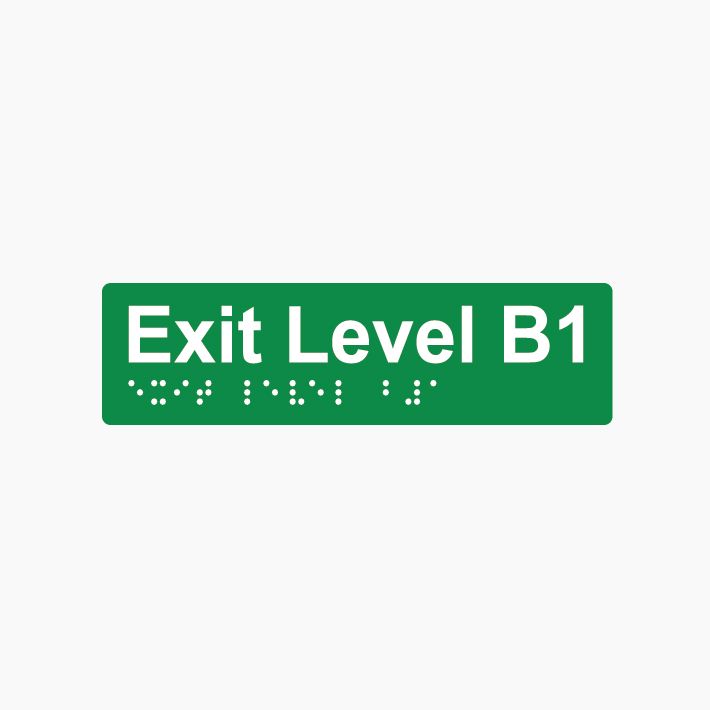 Exit Level B1 Braille Sign 180x50mm GRN #