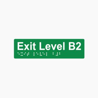 Exit Level B2 Braille Sign 180x50mm GRN #