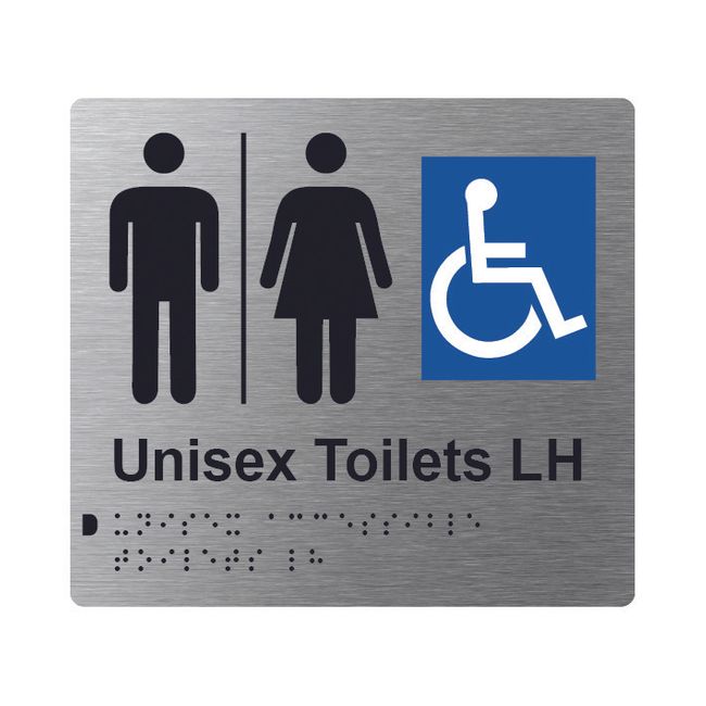 Unisex Accessible Toilets LH Airlock Braille Sign 200x180mm SSS #