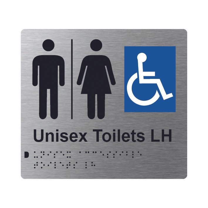 Unisex Accessible Toilets LH Airlock Braille Sign 200x180mm SSS #