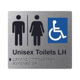 Unisex Accessible Toilets LH Airlock Braille Sign 200x180mm SSS #