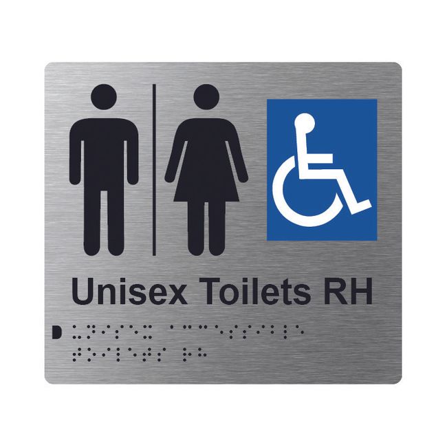 Unisex Accessible Toilets RH Airlock Braille Sign 200x180mm SSS #