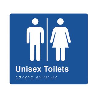 Unisex Toilets Airlock Braille Sign 200x180mm BLU #