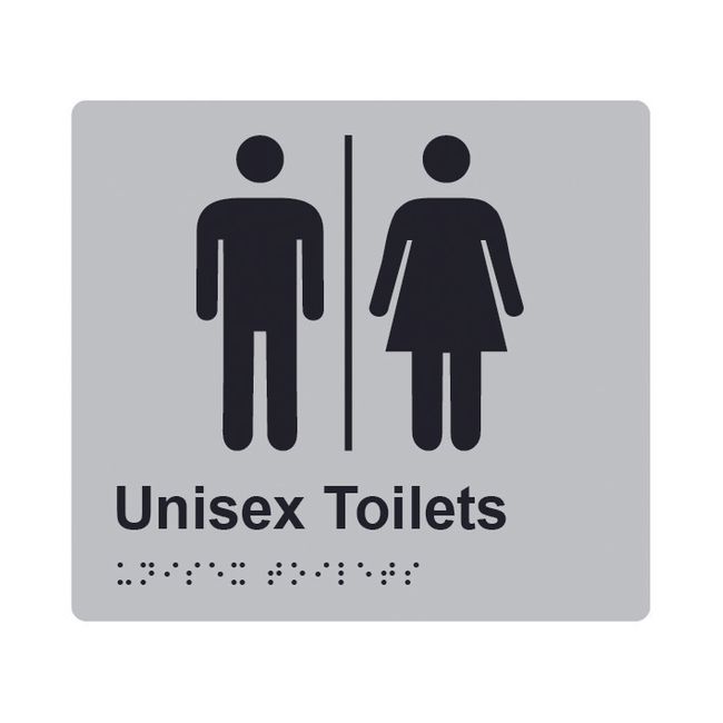 Unisex Toilets Airlock Braille Sign 200x180mm SLV #