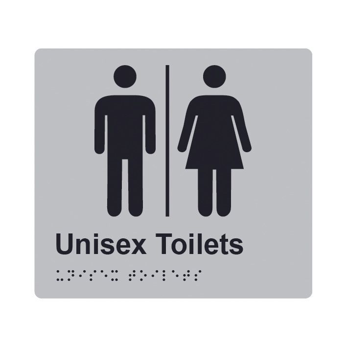 Unisex Toilets Airlock Braille Sign 200x180mm SLV #