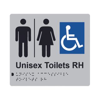 Unisex Accessible Toilets RH Airlock Braille Sign 200x180mm SLV #