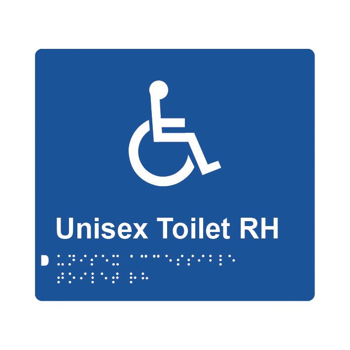 Unisex Toilet RH Braille Sign 200x180mm BLU #