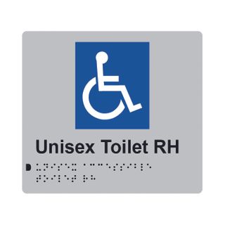 Unisex Toilet RH Braille Sign 200x180mm SLV #