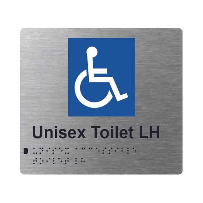 Unisex Toilet LH Braille Sign 200x180mm SSS #