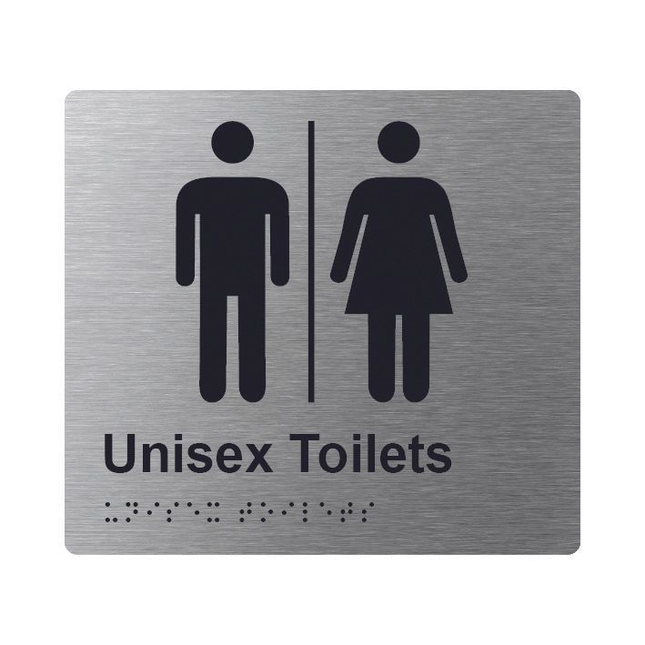 Unisex Toilets Airlock Braille Sign 200x180mm SSS #