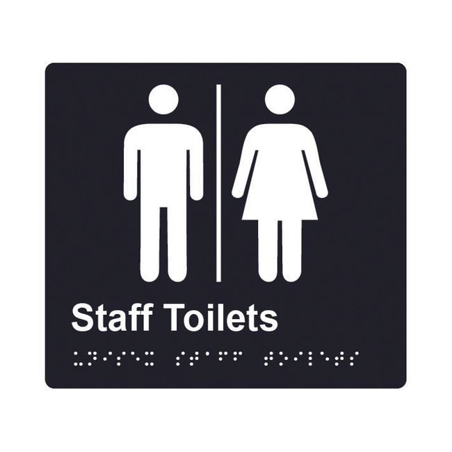 Staff Toilet (Airlock) Braille Sign 200x180mm BLK #