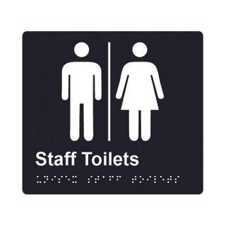 Staff Toilet (Airlock) Braille Sign 200x180mm BLK #