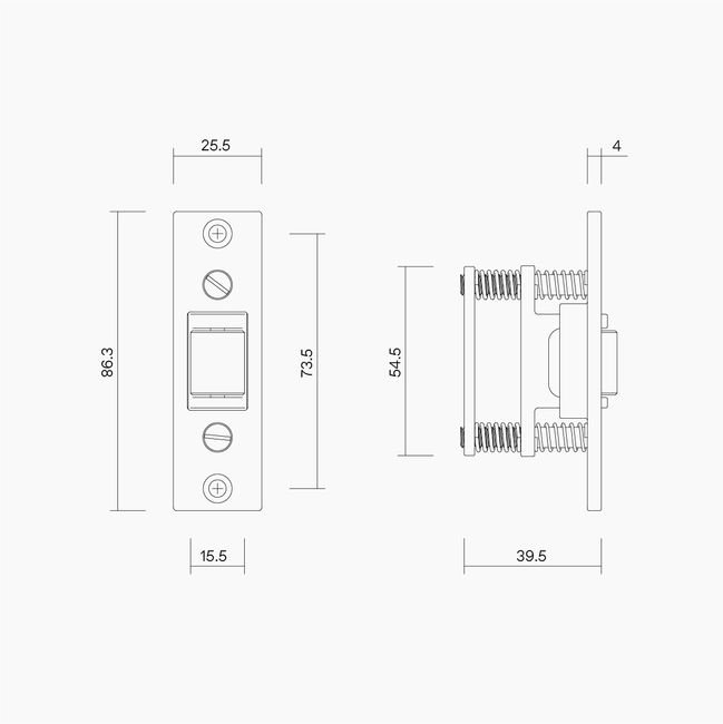 Roller Bolt Satin Chrome - Steel Roller