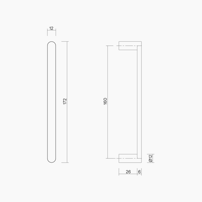 Flat Bar Handle 160 x 12mm SSS