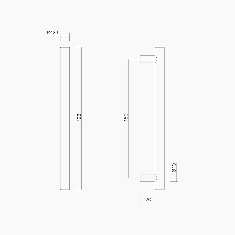 H-Pull Handle 160 x 10mm SSS