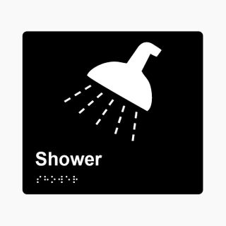 Shower Braille Sign 200x180mm BLK