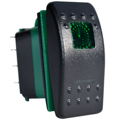 Rocker Switch ON-OFF-ON DPDT 7PIN GREEN