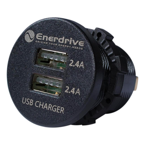 Round USB 4.8A GREEN LED - OLED Style 12/24V (Bulk, No Packaging)