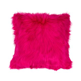 PINK FAUX FUR CUSHION IN COVER 45CM