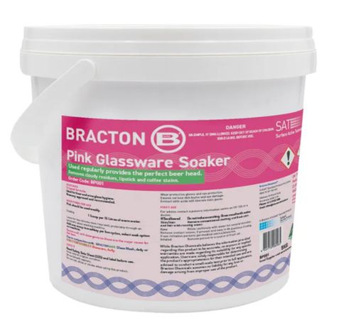 GLASS WASH DETERGENT BRACTON PINK GLASS SOAKER 4 x 5kg