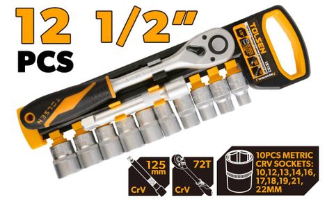 RATCHET HANDLE WITH SOCKETS 1/2 INCH 12PCS