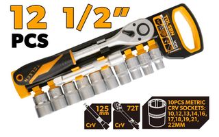 RATCHET HANDLE WITH SOCKETS 1/2 INCH 12PCS