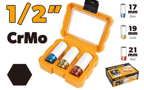 SOCKET IMPACT 17,19,21MM 1/2 INCH 3PCS