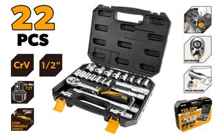 SOCKET SET 1/2 INCH 22PCS
