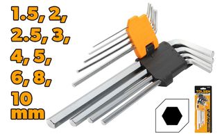 HEX KEY EXTRA-LONG ARM SET 9PCS