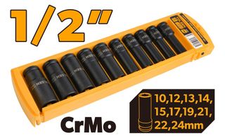 SOCKET DEEP IMPACT 10-24MM 1/2 INCH 10PCS