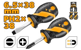 SCREWDRIVER STUBBY SET 2PCS PH2x38MM + 6.5x38MM