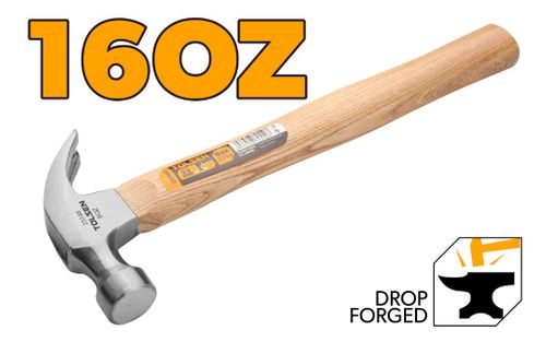 HAMMER CLAW WOODEN HANDLE 16OZ 450G