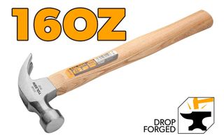HAMMER CLAW WOODEN HANDLE 16OZ 450G