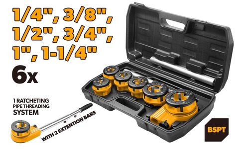 PIPE THREADING SET 9PCS