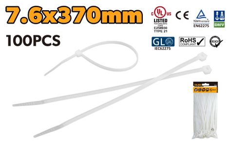 CABLE TIE WHITE 7.6 X 370MM NYLON