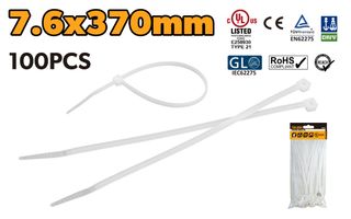 CABLE TIE WHITE 7.6 X 370MM NYLON