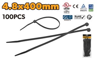 CABLE TIE BLACK 4.8 X 400MM NYLON