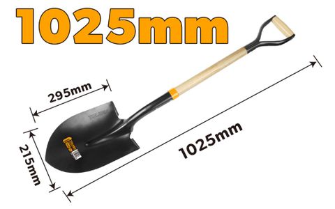SHOVEL STEEL WITH WOODEN HANDLE 215x295x1025mm
