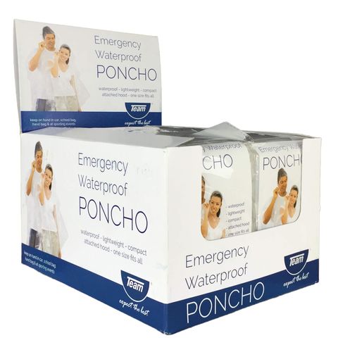 PONCHO EMERGENCY CLEAR SINGLE USE