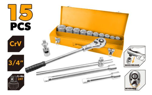 SOCKET SET 3/4 INCH 15PCS