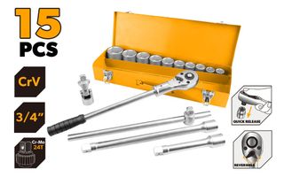 SOCKET SET 3/4 INCH 15PCS