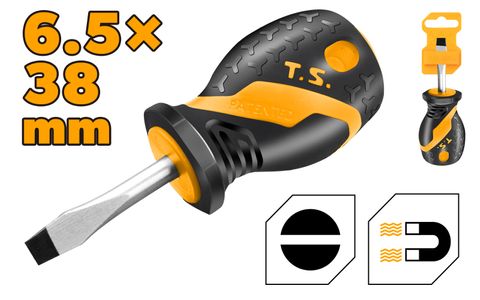 SCREWDRIVER SLOTTED STUBBY 6.5 x 38MM