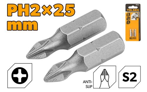 SCREWDRIVER BITS 2PC SET PH2 x 25MM