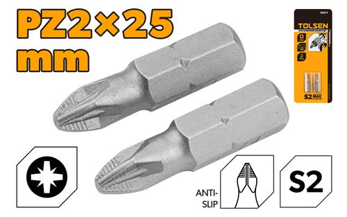 SCREWDRIVER BITS 2PC SET PZ2 x 25MM