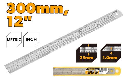 RULER STAINLESS STEEL 300MM