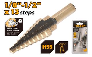 STEP DRILL BITS 13 STEPS 1/8 - 1/2 INCH